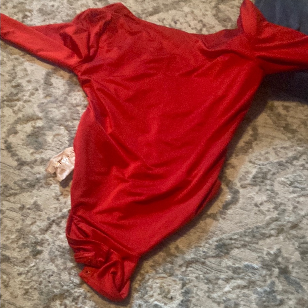 SHEIN Red Bodysuit Top Vibrant Stretchy Classic